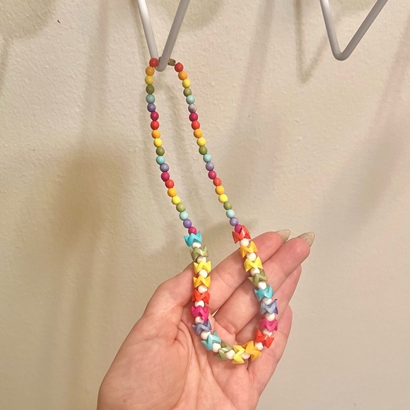 Vintage Jewelry - 60s Vintage 🌈✨ Rainbow Beaded Mod Barrel-Clasp Necklace